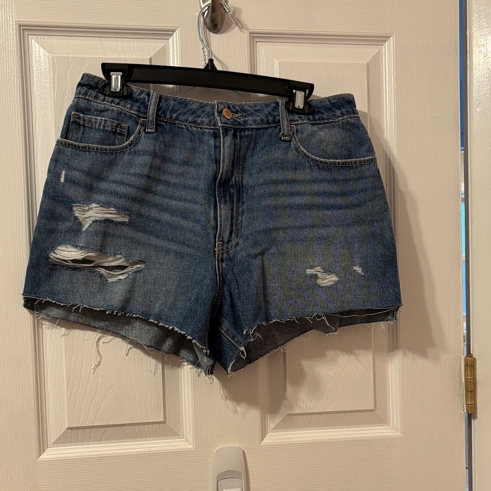 Hollister Dark Blue Ripped Jean Shorts